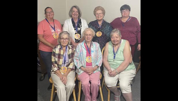 Current Town and Country Club members, who gathered for a celebratory dinner in Bison, are back row, left to right: Sara Weishaar, Beth Hulm, Joyce Waddell and Dorothy Dedmon. Front row, left to right: Linda Howey, Teddi Carlson and Myrna Jackson. Not pictured Kristy Doty and Diana Landis.