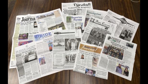 A selection of South Dakota newspapers. Courtesy South Dakota NewsMedia Association